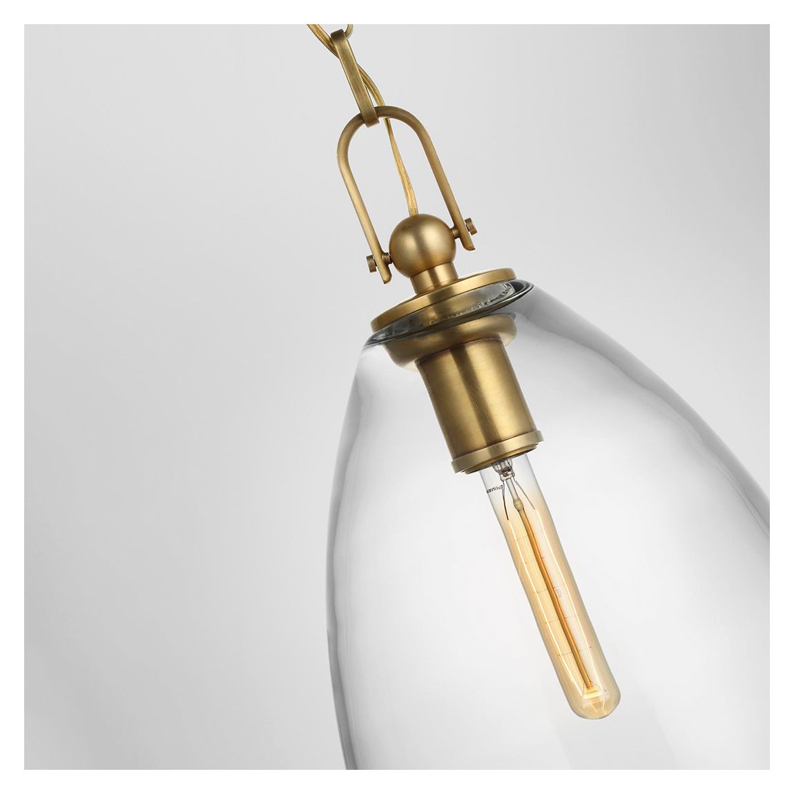 Andros Large Pendant in Antique-Burnished Brass with Clear Glass main product photo