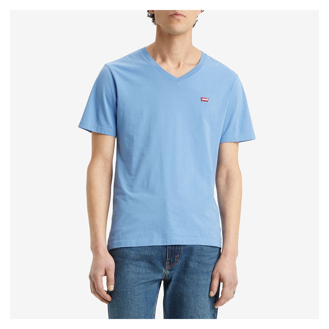 Pale Blue V-Neck Cotton T-Shirt main product photo