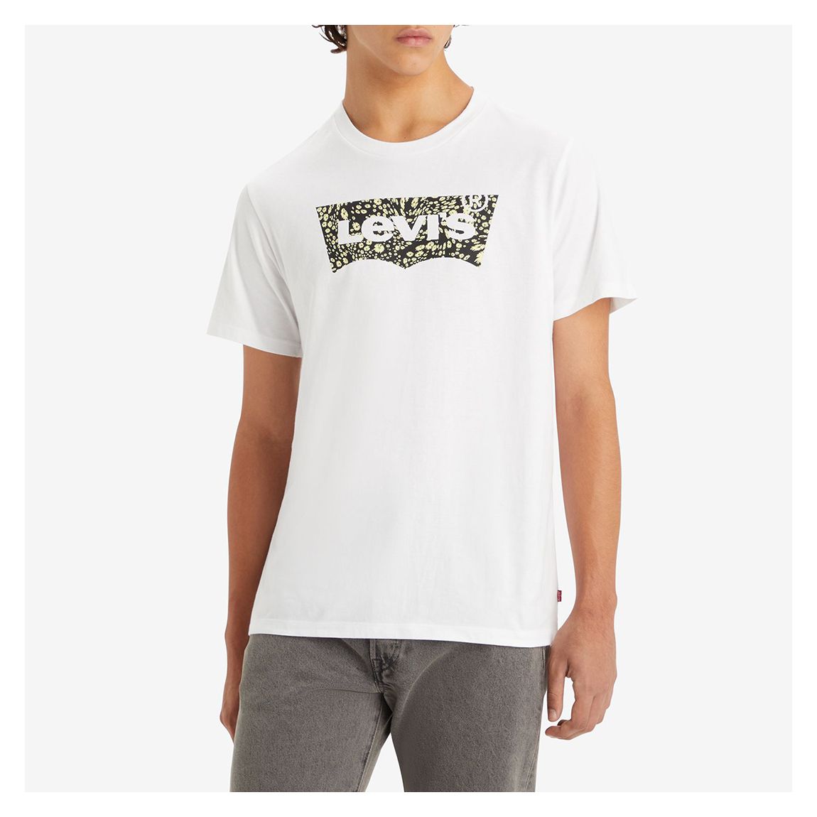 White Floral Box Tab Logo Cotton T-Shirt main product photo