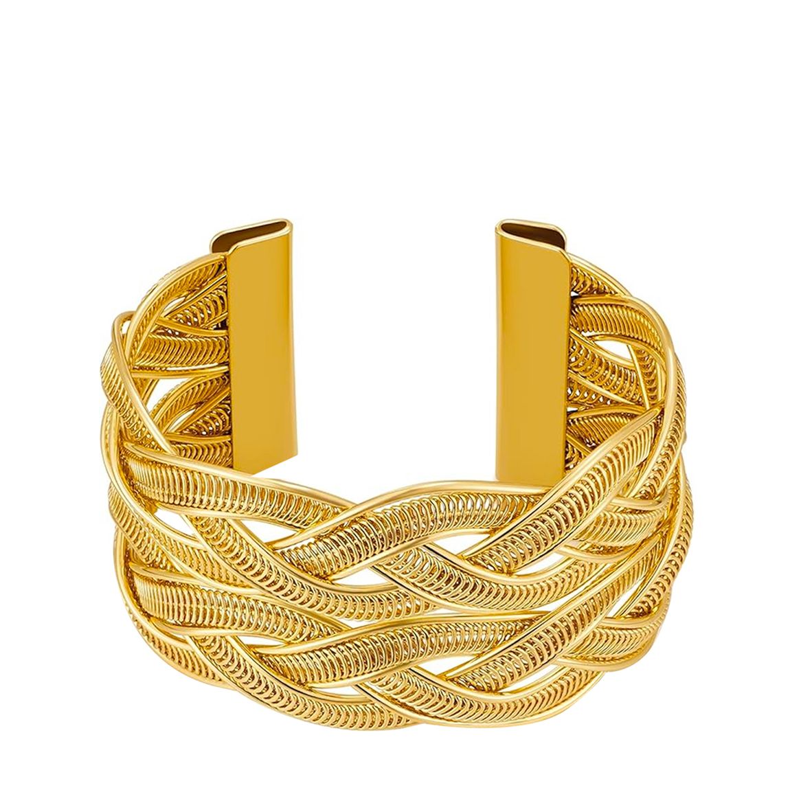 18K Gold Woven Double Layer Mesh Cuff Bangle main product photo