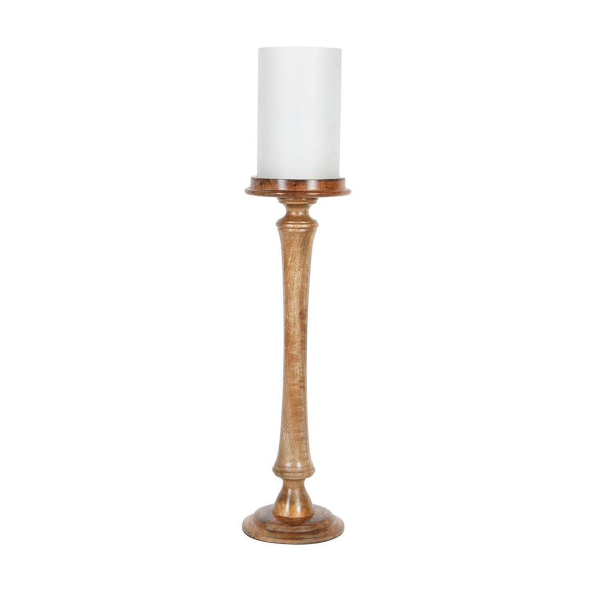 Wooden Pedestal Hurricane with Frosted Glass main product photo