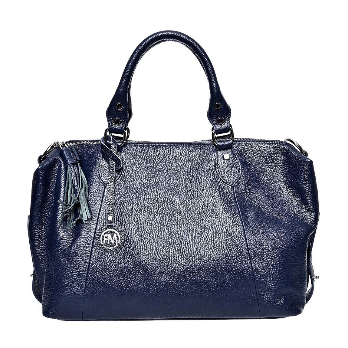 Blue Italian Leather Top Handle Bag main product photo