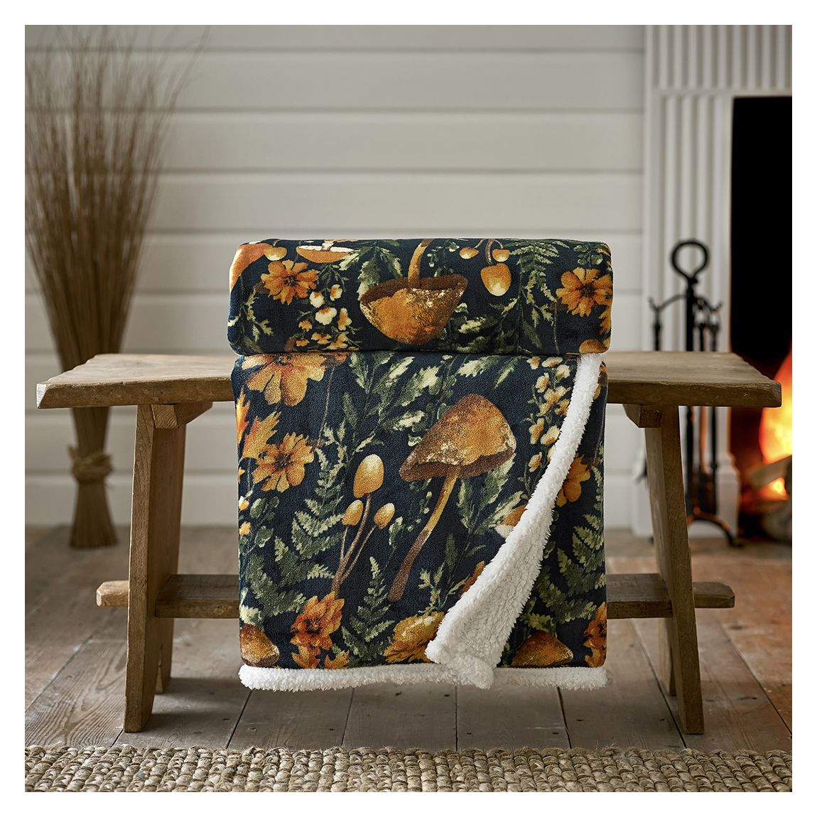 Mushrooms Throw 140x180cm, Rust main product photo