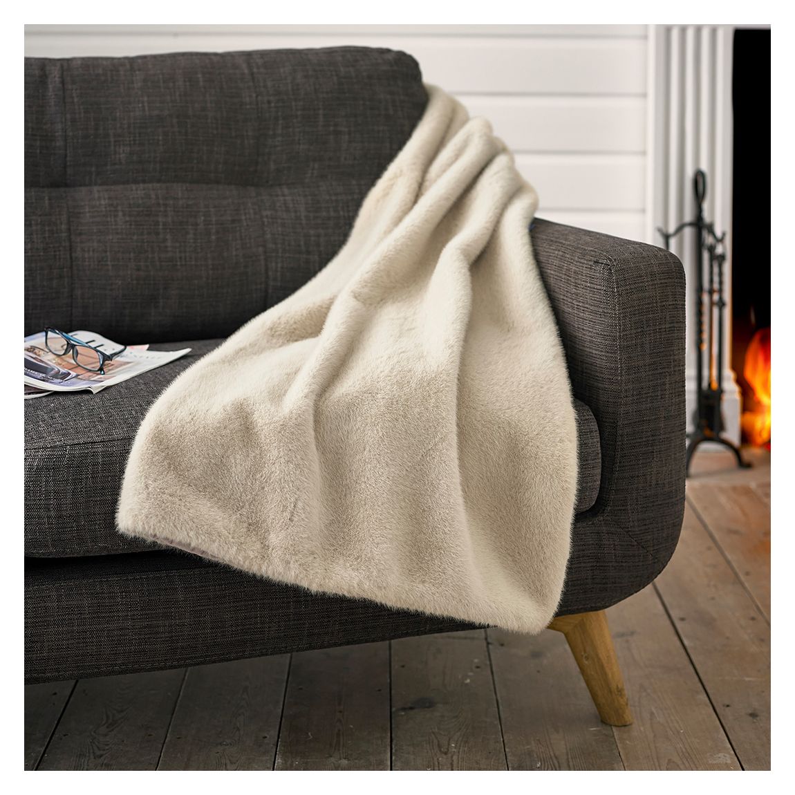 Ashford Faux Fur Throw 130x180cm, Natural main product photo