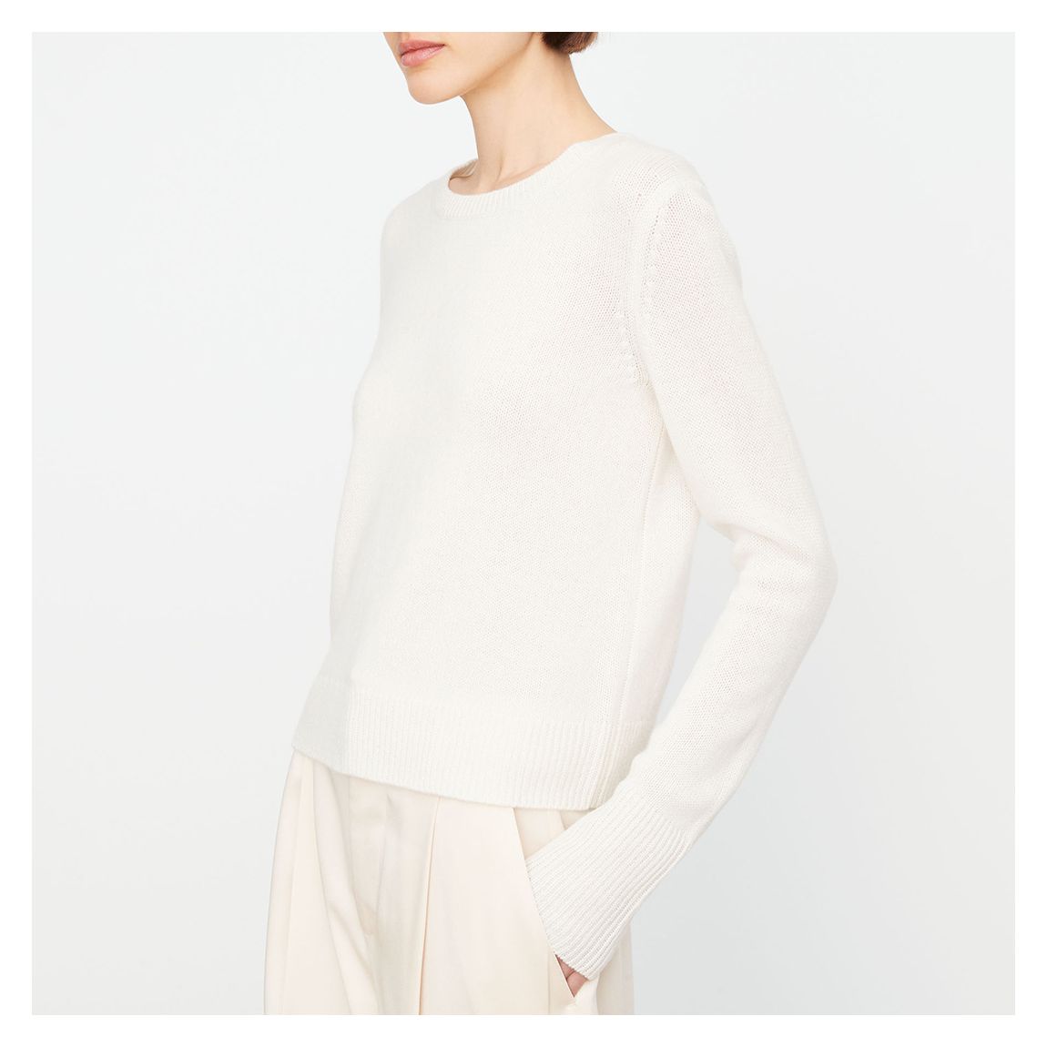 White Classic Ribbed Cashmere Top main product photo