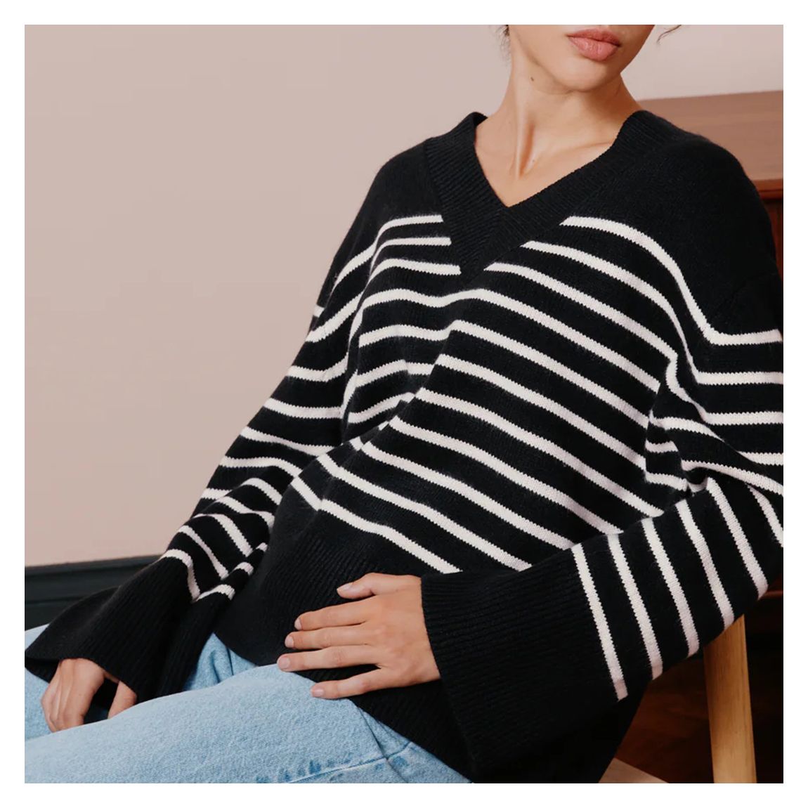 Black Stripe Wool Blend Jumper main product photo