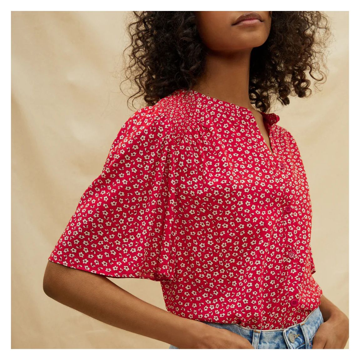 Red Floating Floral Blouse main product photo