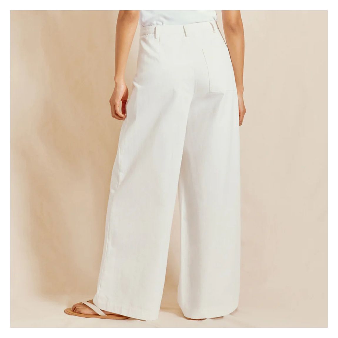 White Wide Leg Cotton Trousers main product photo