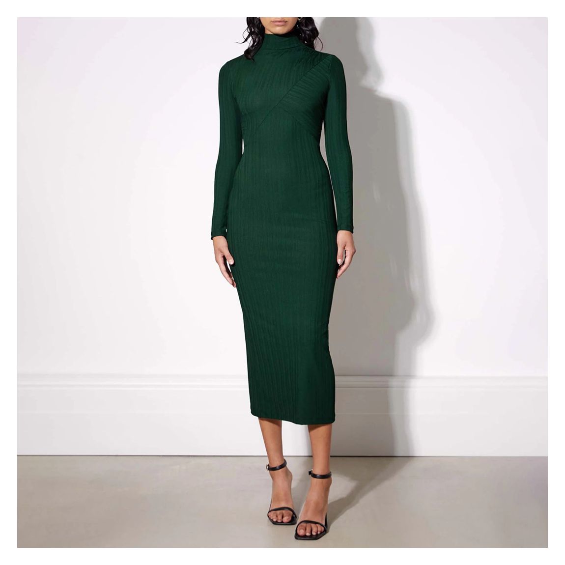 Dark Green Cross Over Midi Dress main product photo