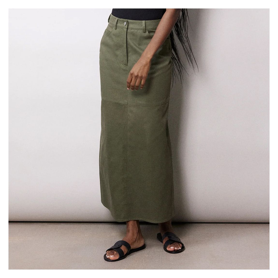 Khaki Cotton Twill Cotton Skirt main product photo