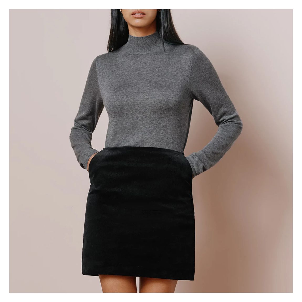 Black Plain Cord Pelmet Skirt main product photo