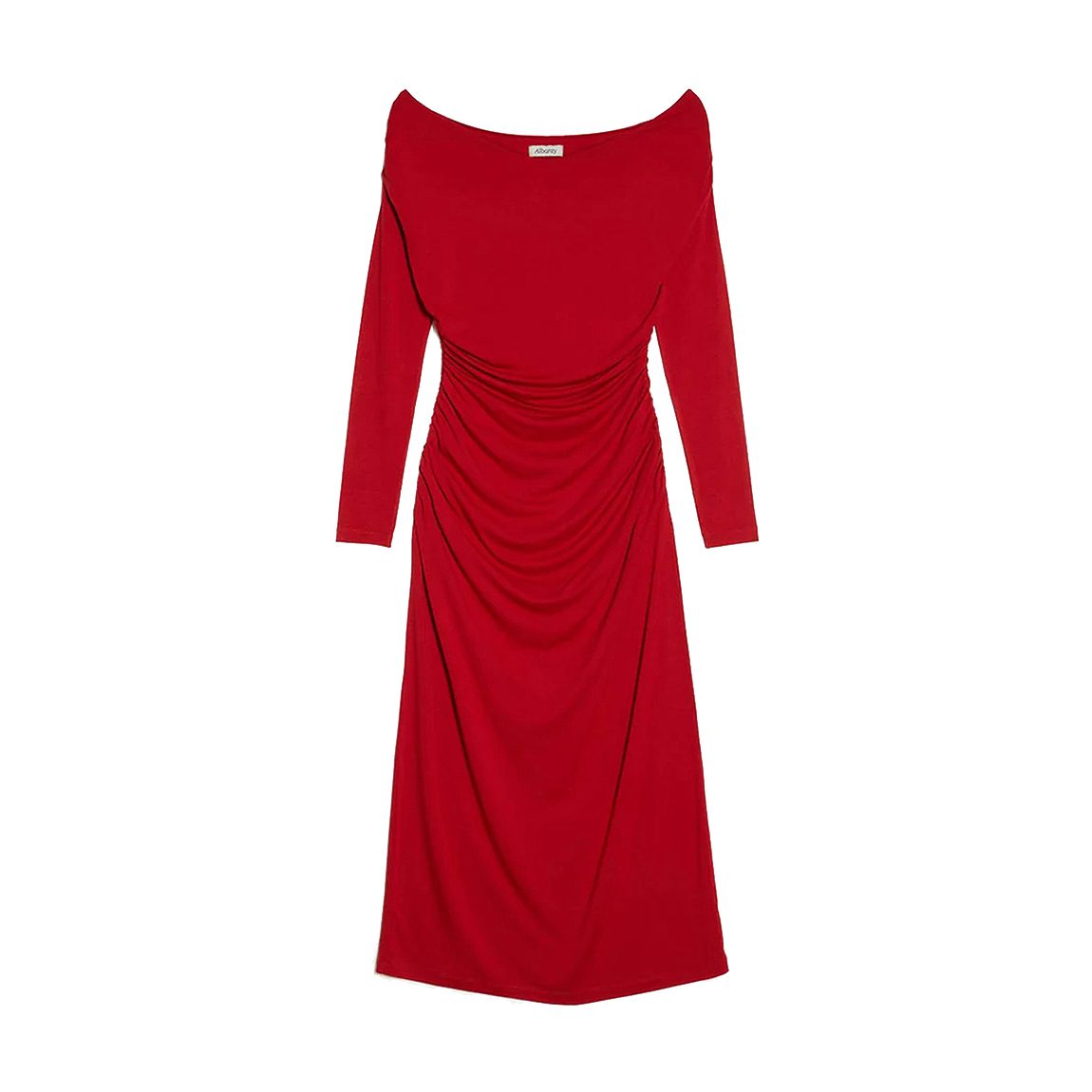 Red Ruched Midi Dress main product photo