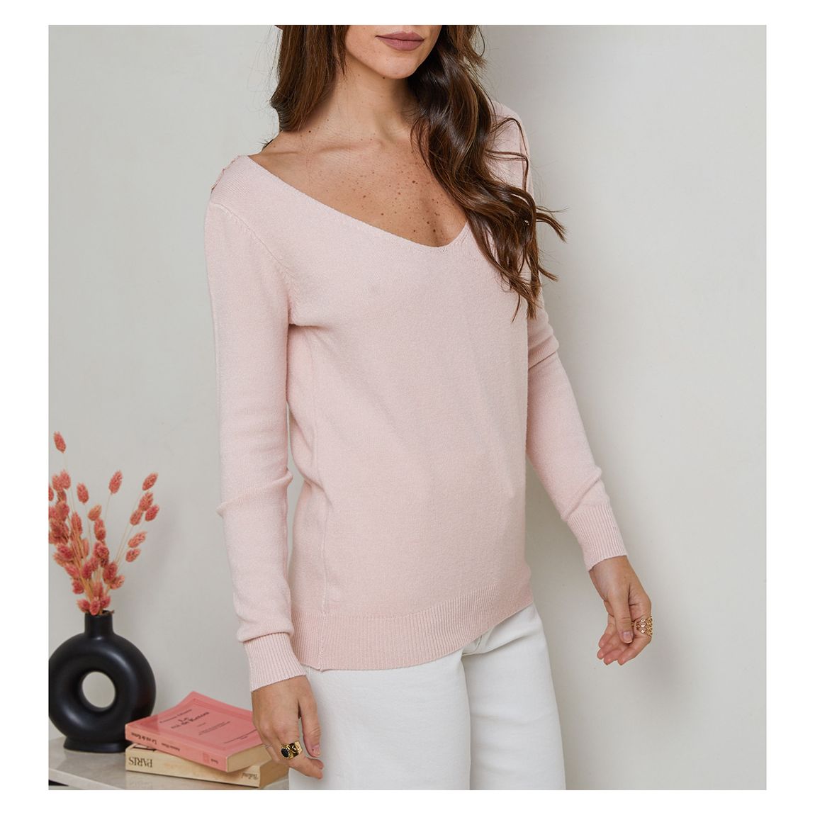 Pink Cashmere Blend Lace Jumper main product photo