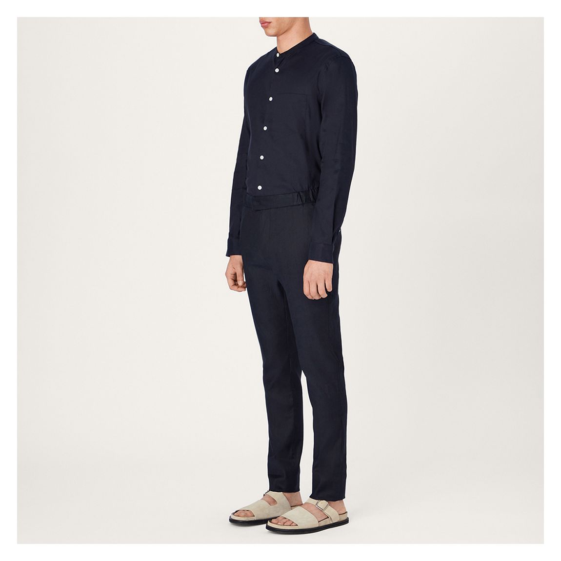Navy 24 Slim Fit Linen Trousers main product photo