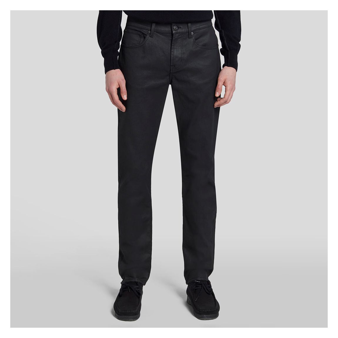 Black Coated Slimmy Tapered Stretch Trousers main product photo