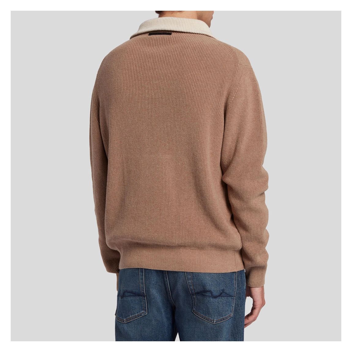 Brown Mock Neck Cotton Half Zip Jumper main product photo