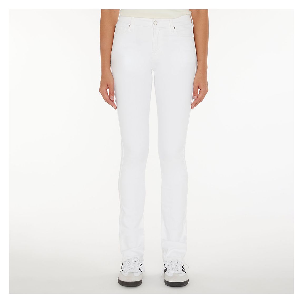 White Kimmie Straight Stretch Jeans main product photo