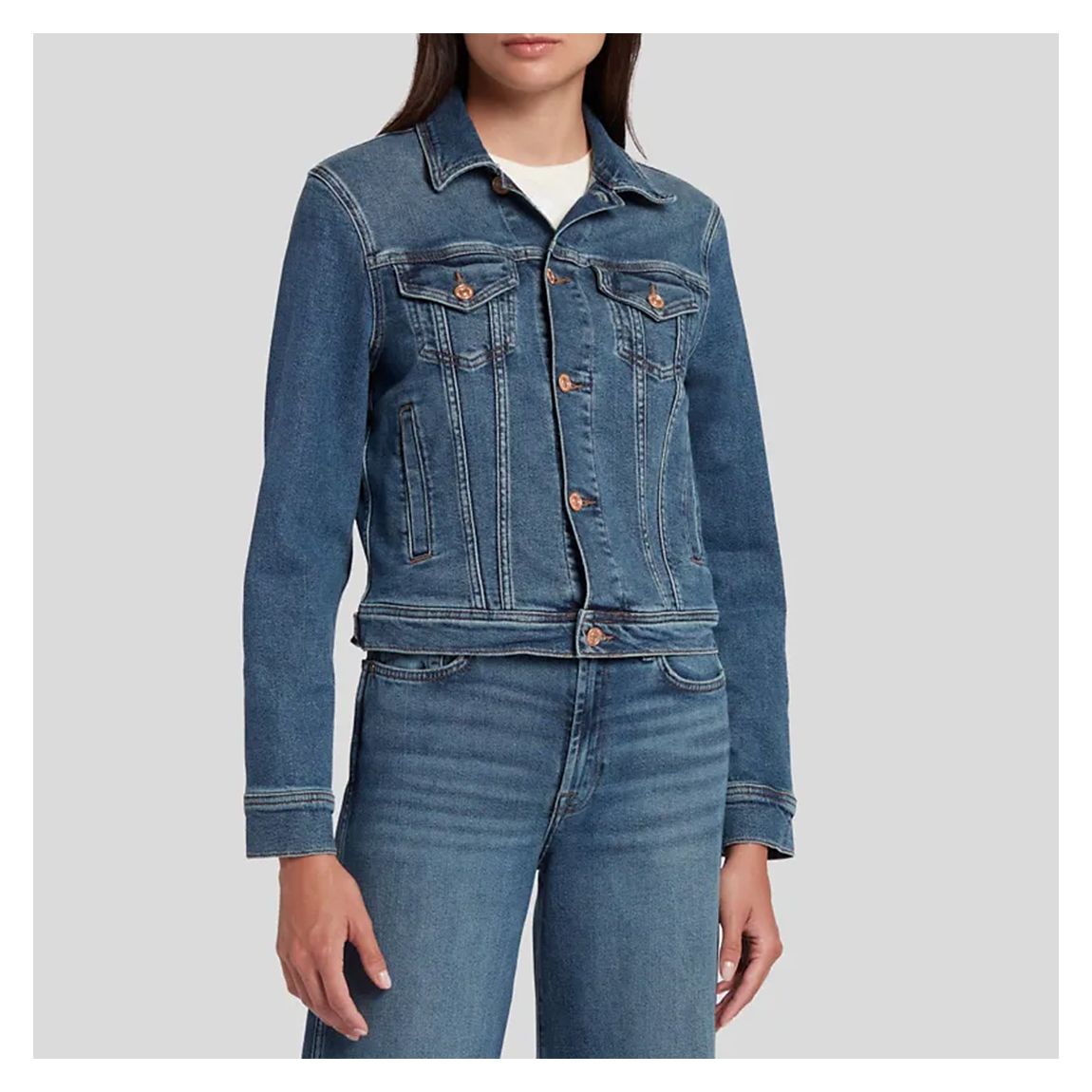 Dark Blue Classic Trucker Denim Jacket main product photo