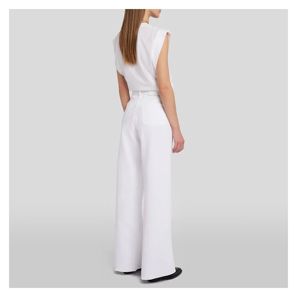 White Lotta Flare Linen Blend Trousers main product photo