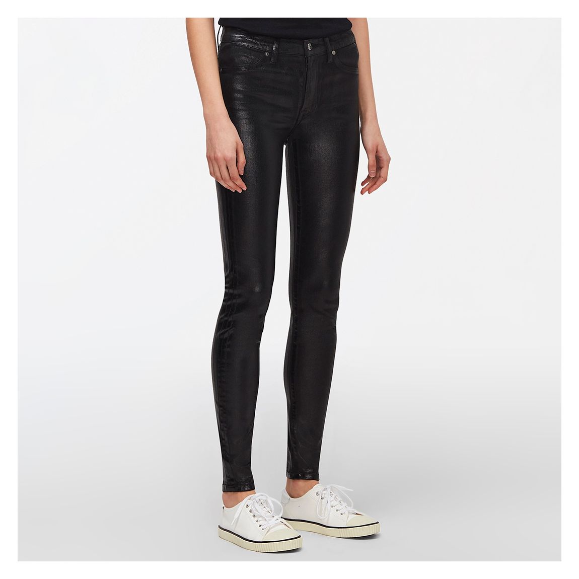 Black Shine Coating Skinny Stretch Trousers main product photo