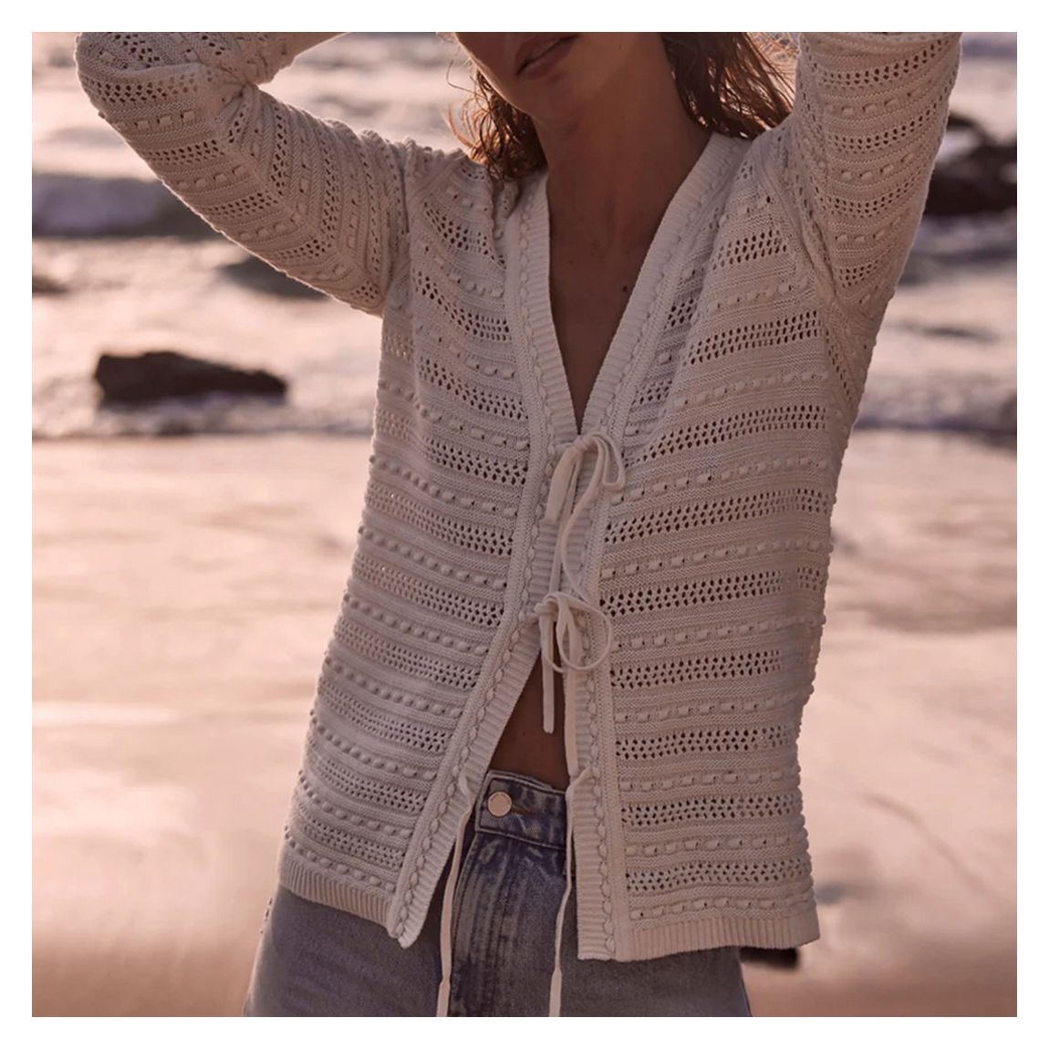 White Crochet Cardigan main product photo