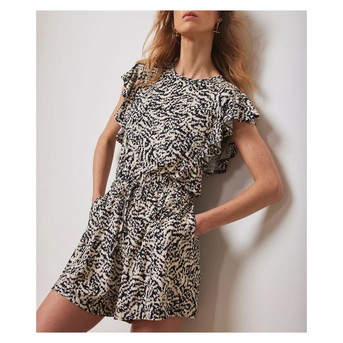Black Print Jersey Playsuit main product photo