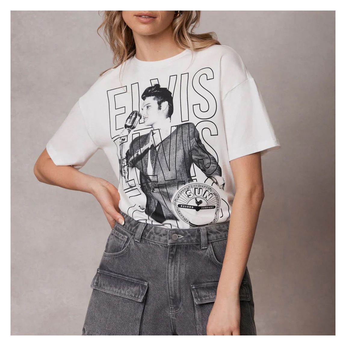 White Elvis Graphic T-Shirt main product photo