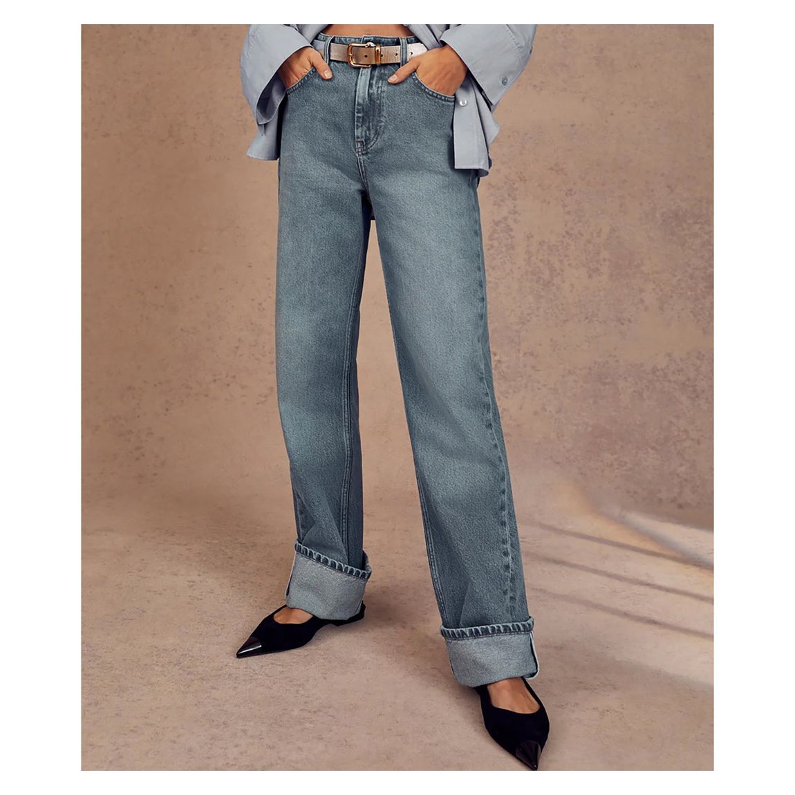 Indigo Turn Up Straight Jeans main product photo