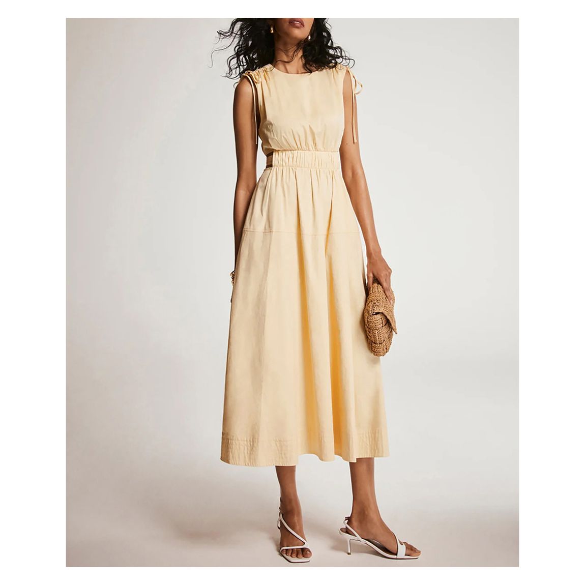Yello Ruched Waist Detail Midi Dress main product photo