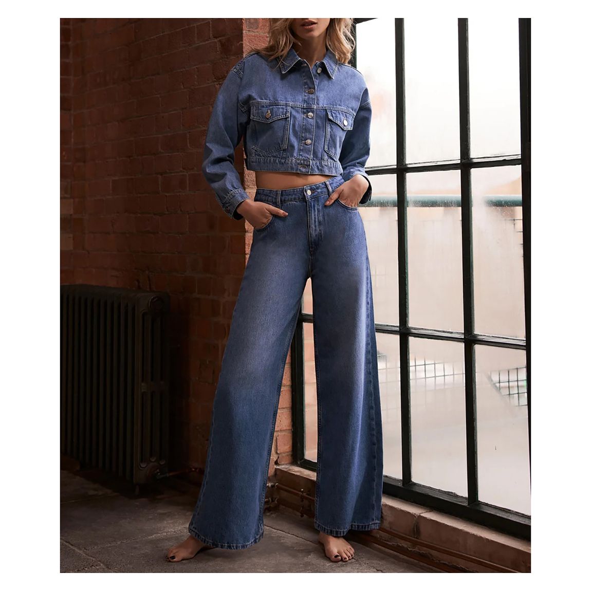 Mid Indigo Soft Wide Jeans main product photo