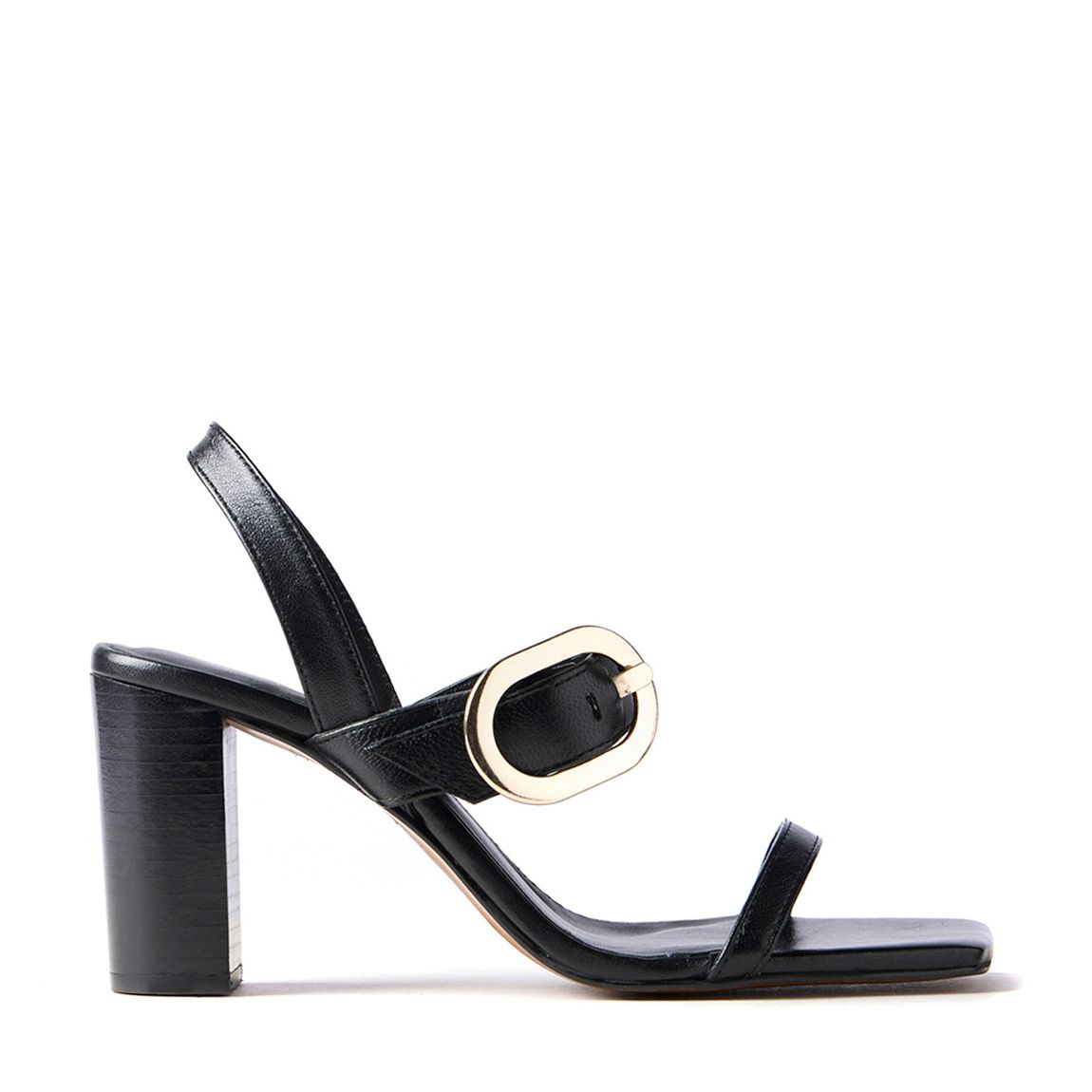 Black Leather Block Heels main product photo