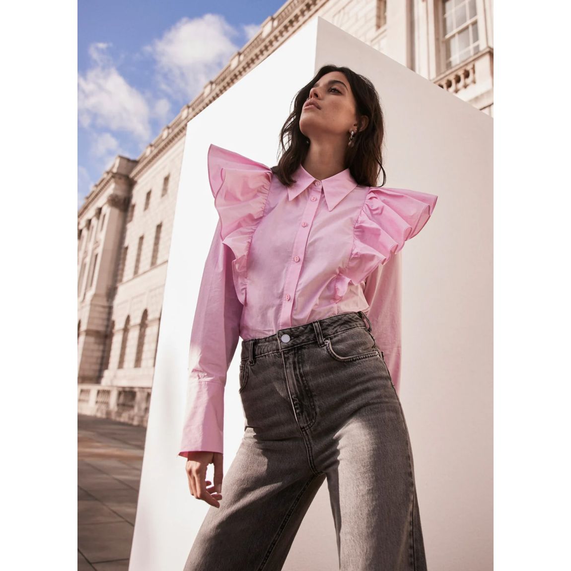 Pink Ruffle Detail Shirt main product photo