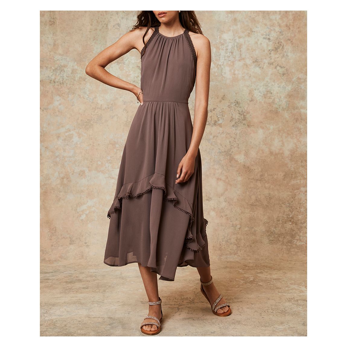 Brown Crochet Maxi Dress main product photo