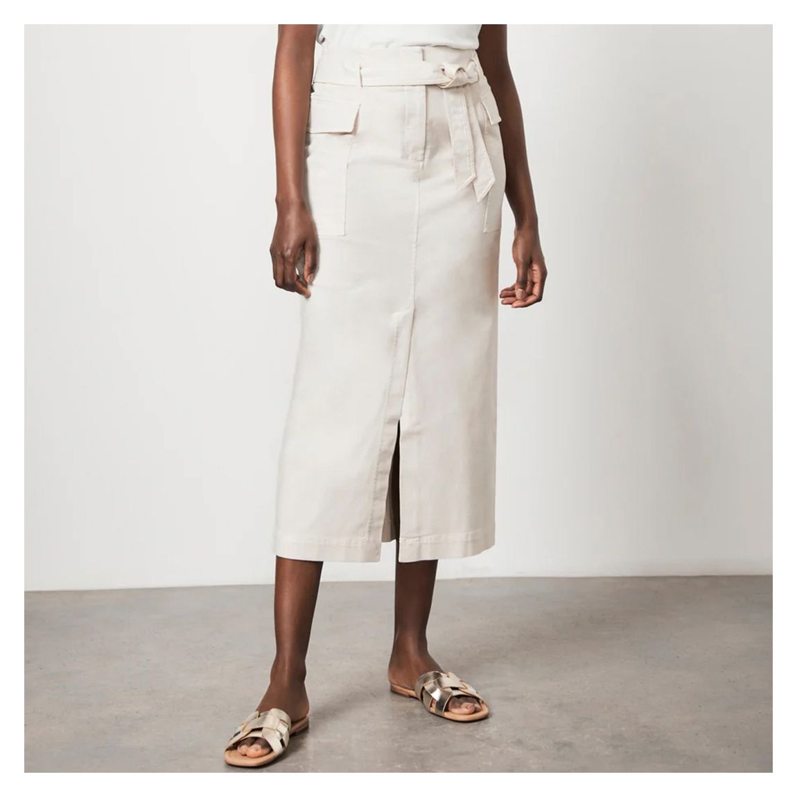 Cream Cotton Midi Skirt main product photo