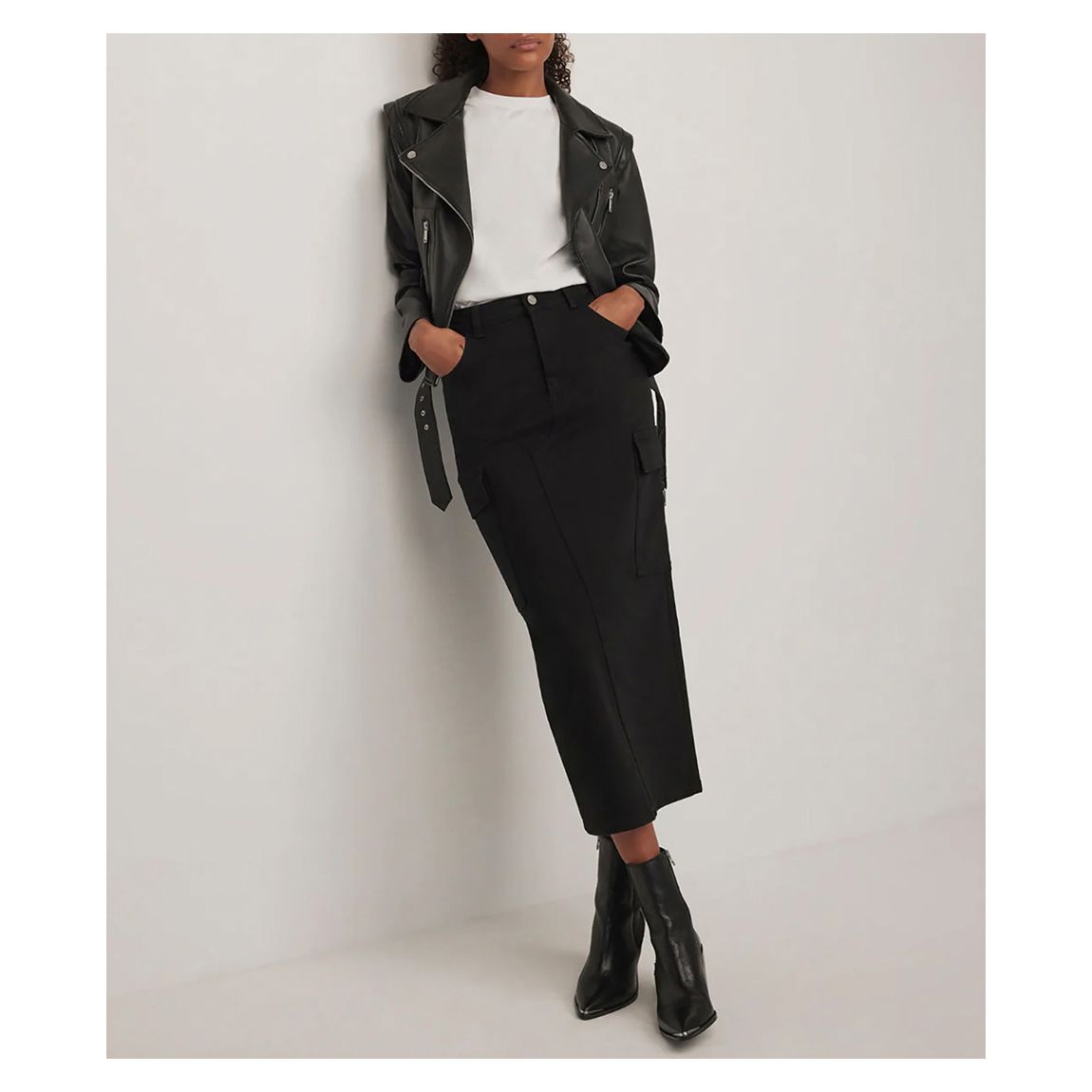 Black Denim Cargo Skirt main product photo