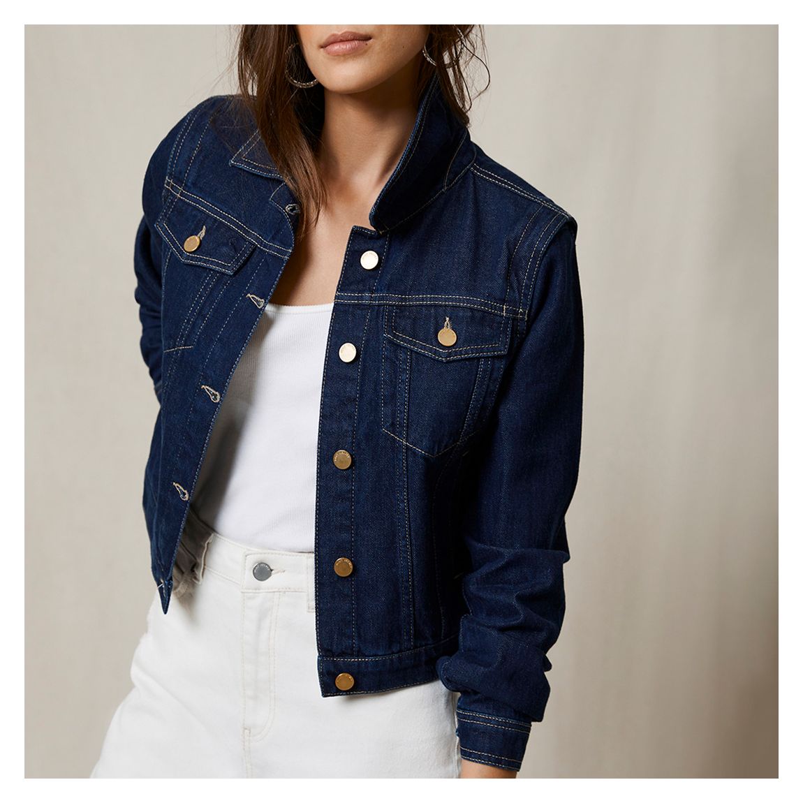 Dark Indigo Crop Denim Jacket main product photo