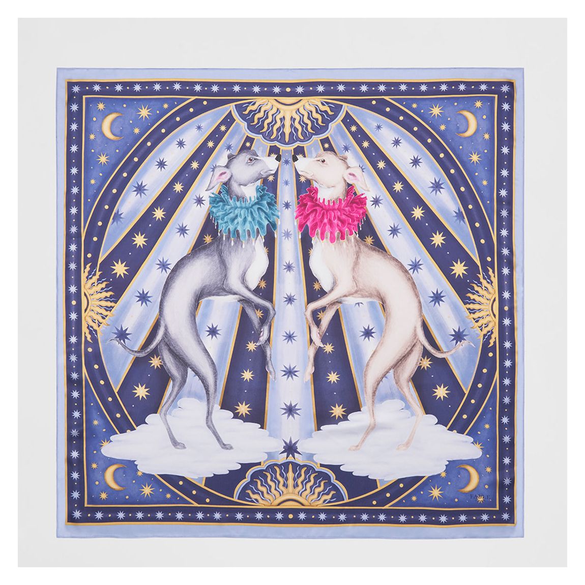 Blue Catherine Rowe Pet Portraits Whippet Silk Square Scarf main product photo