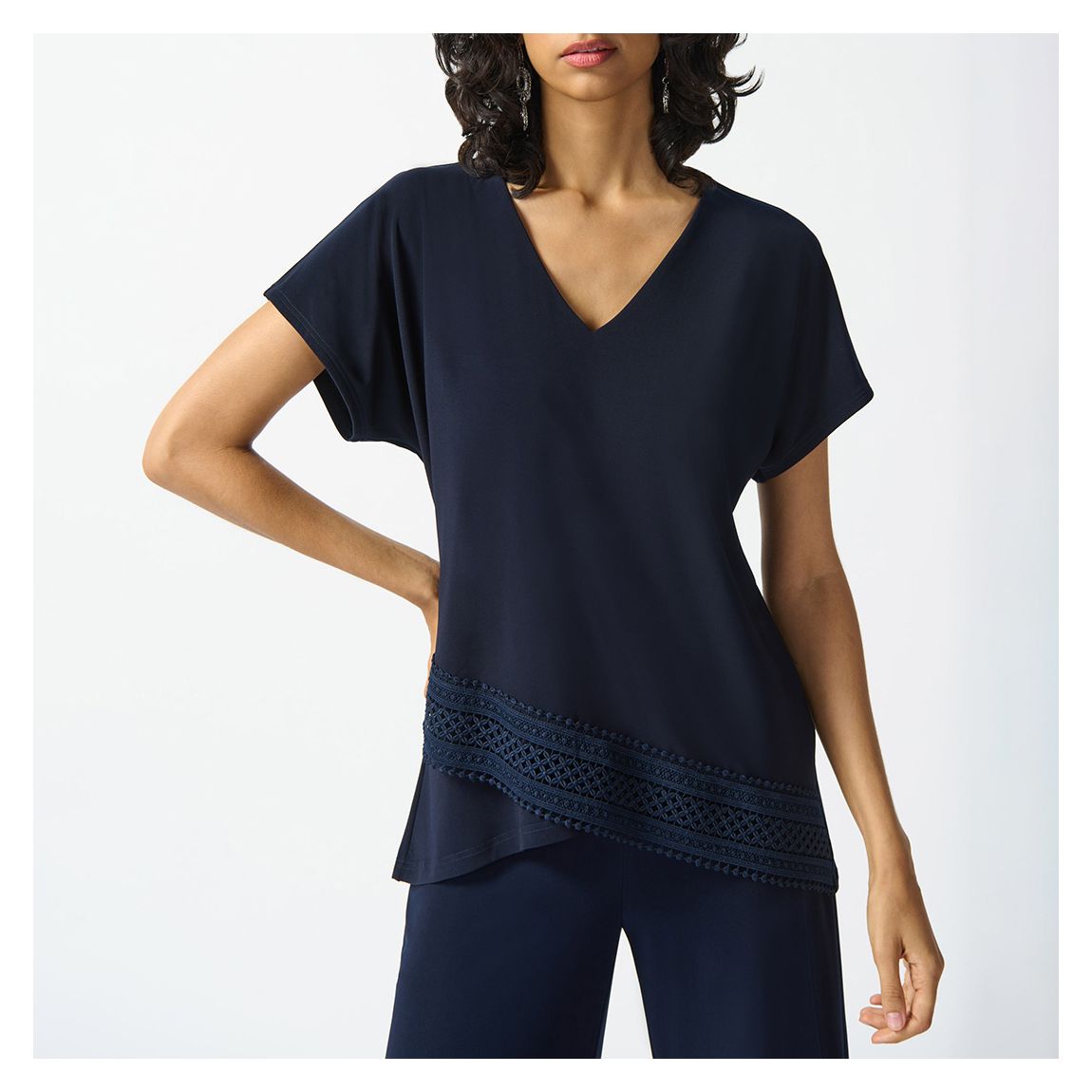 Navy Loose Short Sleeve Blouse main product photo