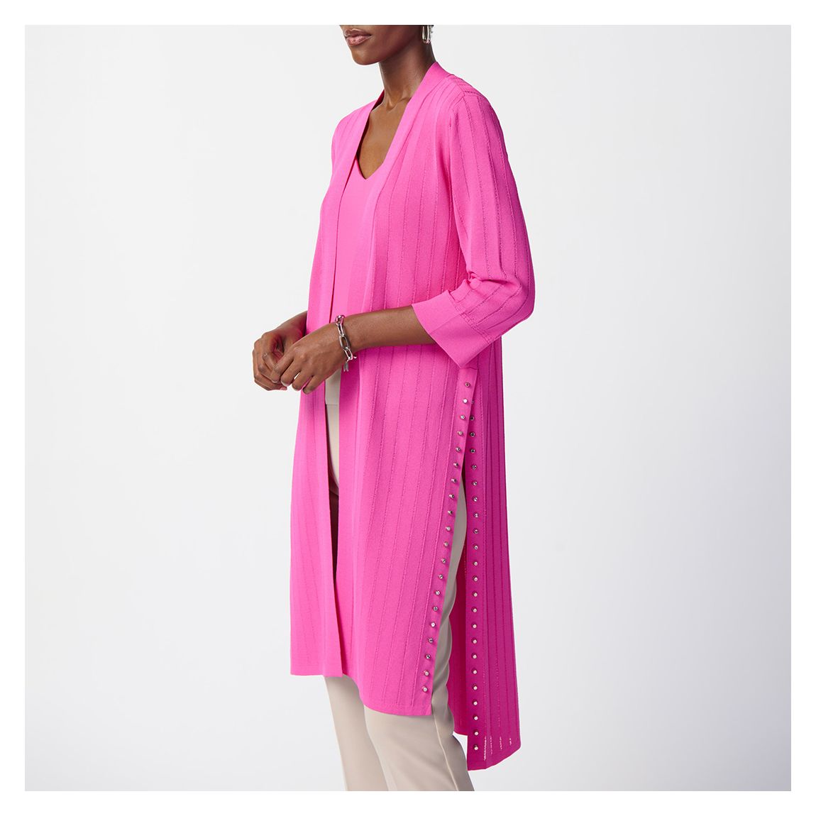 Pink Ribbed Open Cardigan main product photo