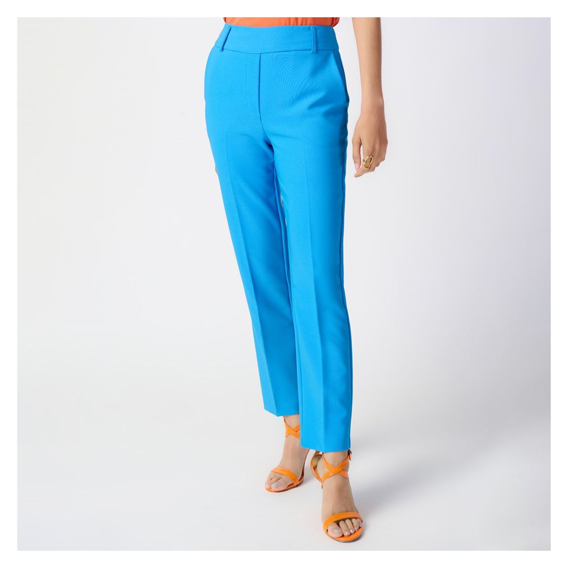 Blue High Waisted Straight Trousers main product photo
