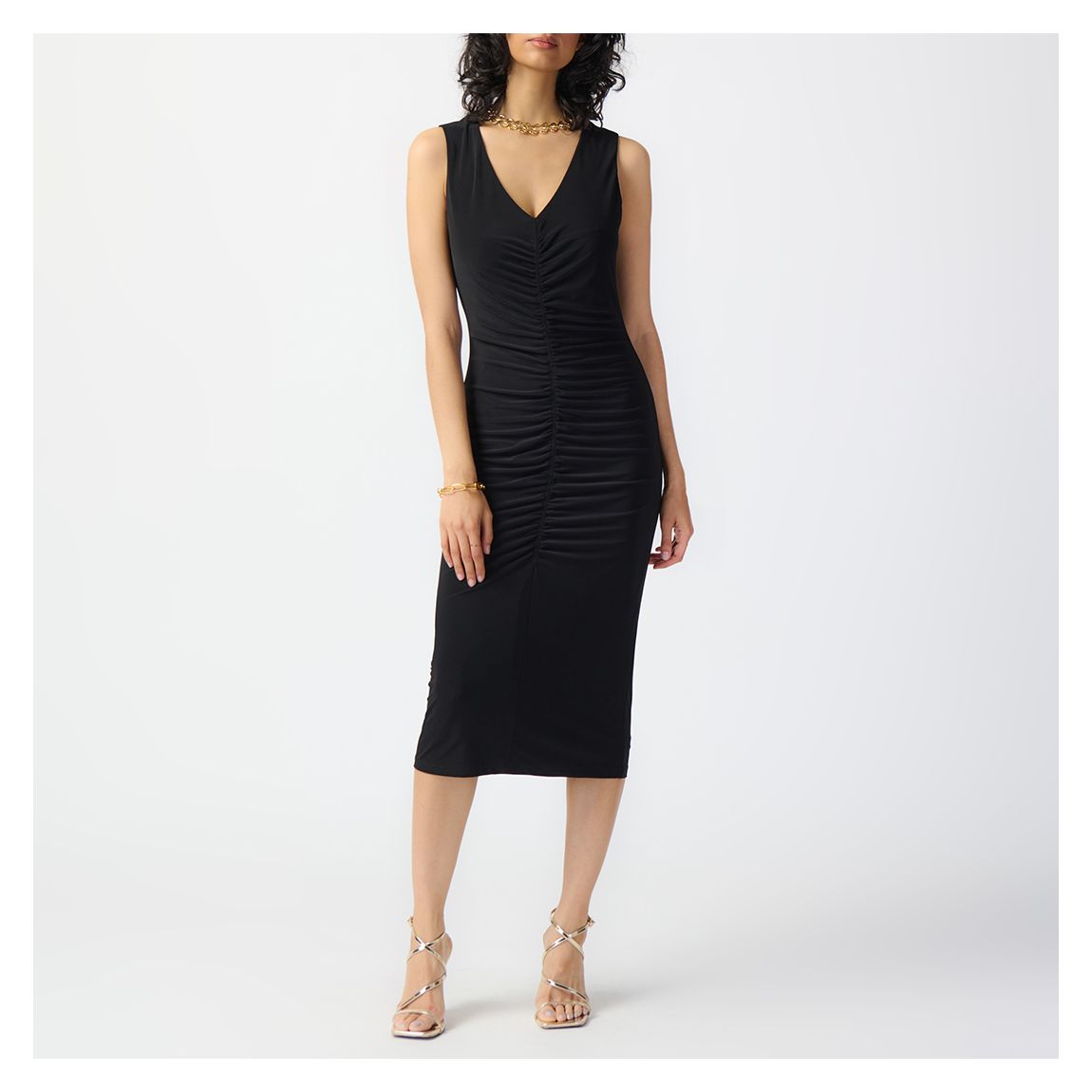 Black V-neck Midi Dress main product photo