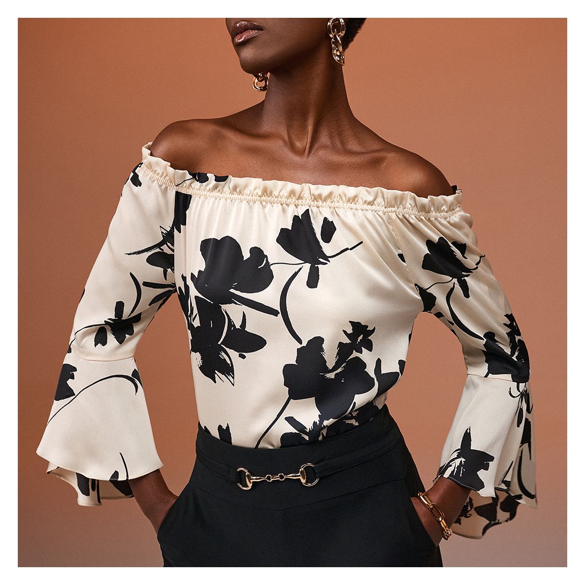 Black / White Floral Top main product photo