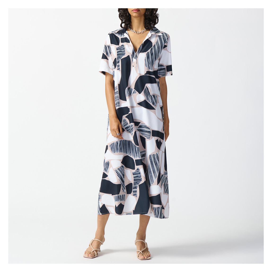 Navy / White Printed Dress main product photo