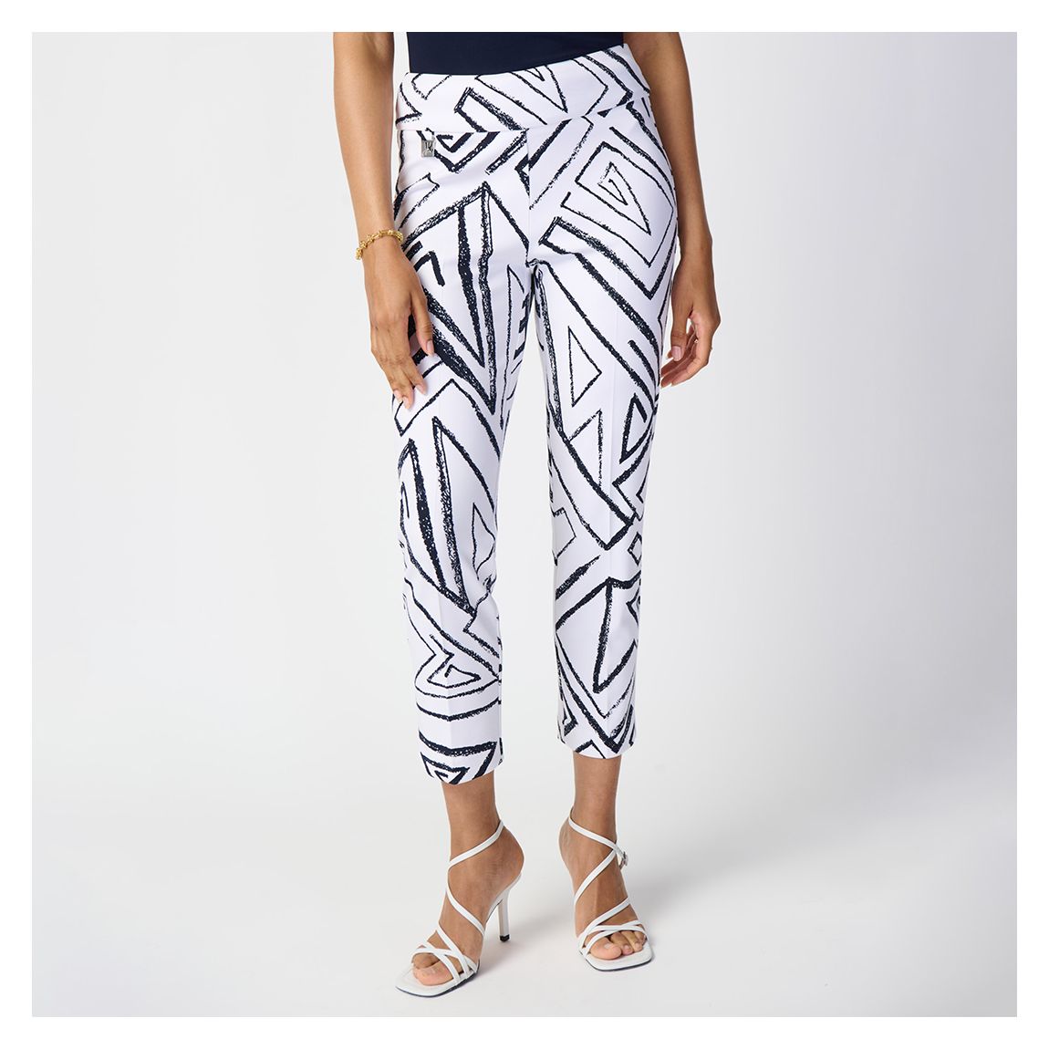 White / Navy Crop Trouser main product photo