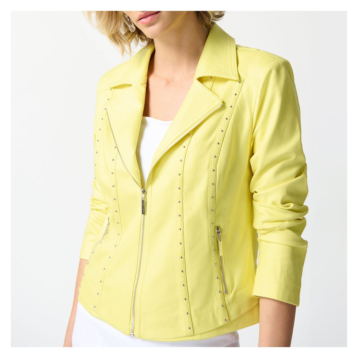 Yellow Cropped Biker Jacket main product photo