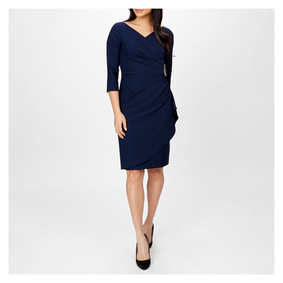 Black Fitted Long Sleeve Dress main product photo