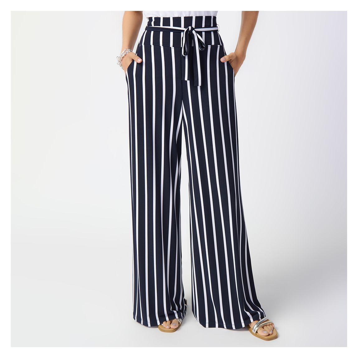 Navy Stripe Wide Leg Trousers main product photo