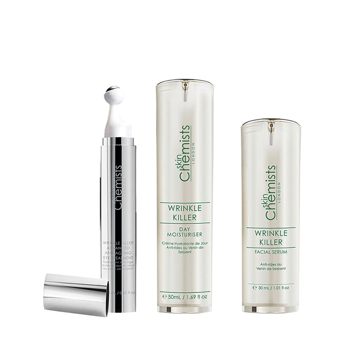 Wrinkle Killer 4% SYN-AKE Eye Serum + Facial Serum + Wrinkle Killer 1% SYN-AKE Day Moisturiser main product photo