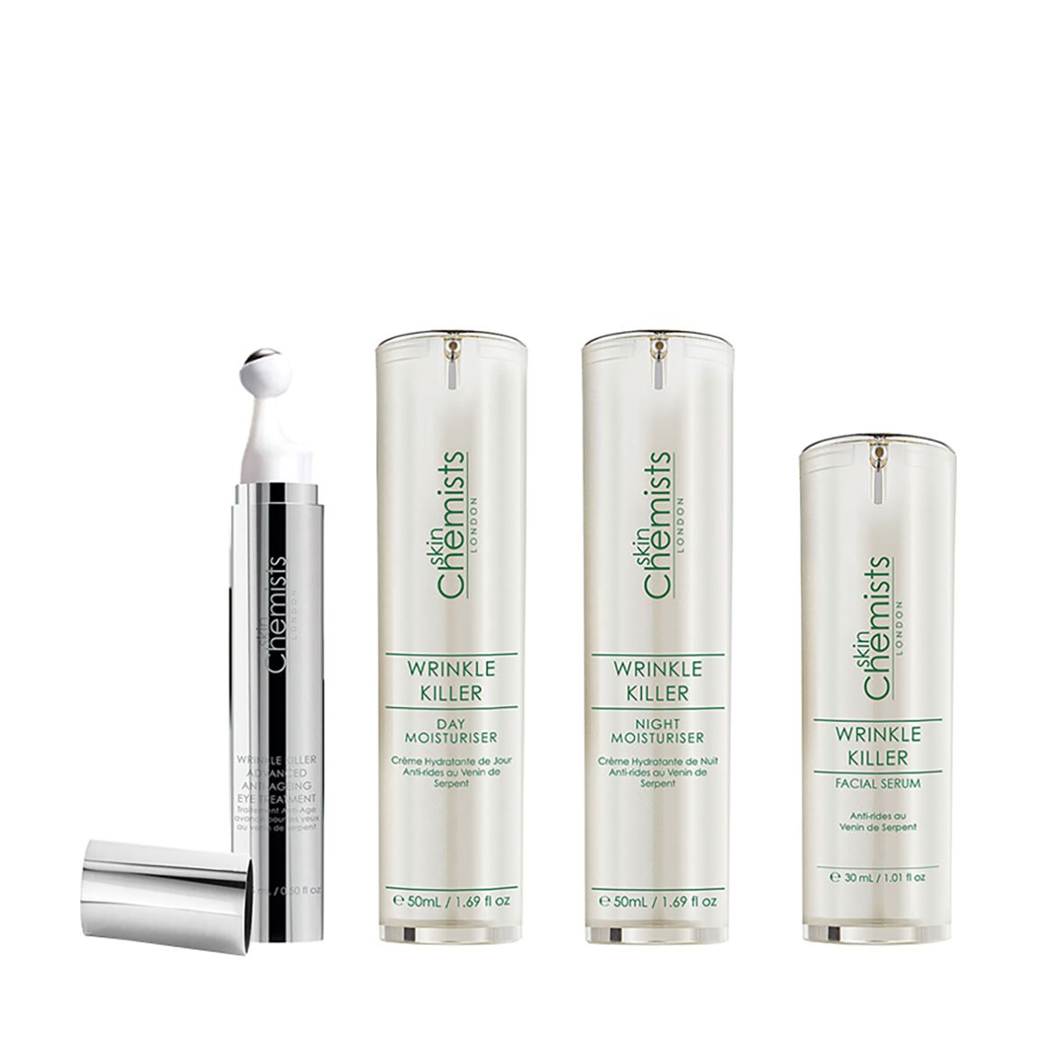 Wrinkle Killer 4% SYN-AKE Facial Serum + Eye Serum + Day Moisturiser + Night Moisturiser main product photo
