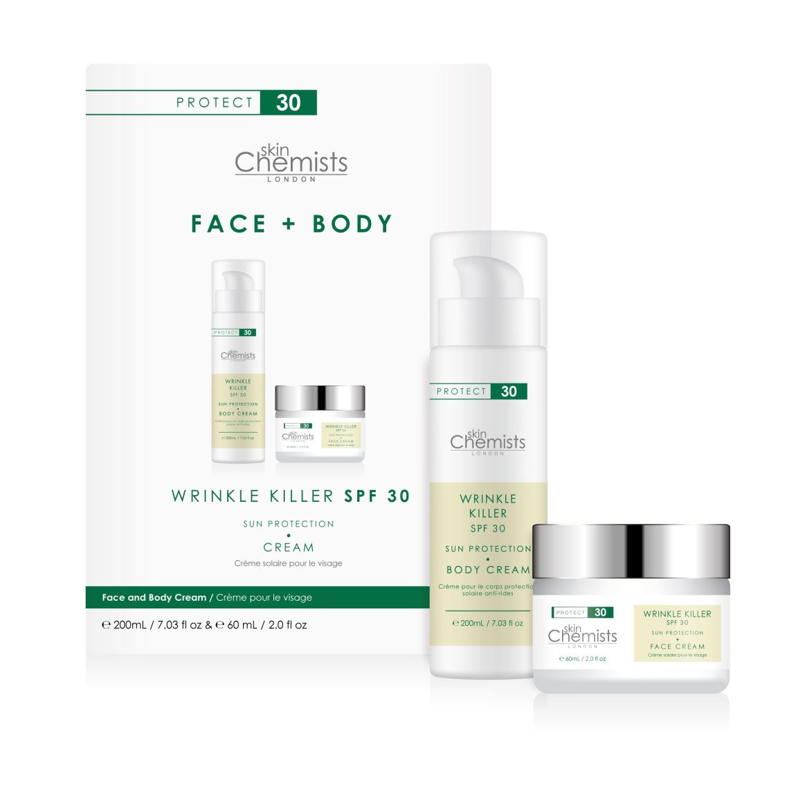 skinChemists Anti-Ageing SPF 30 Body Cream 200ml + SPF 30 Day Cream 60ml main product photo